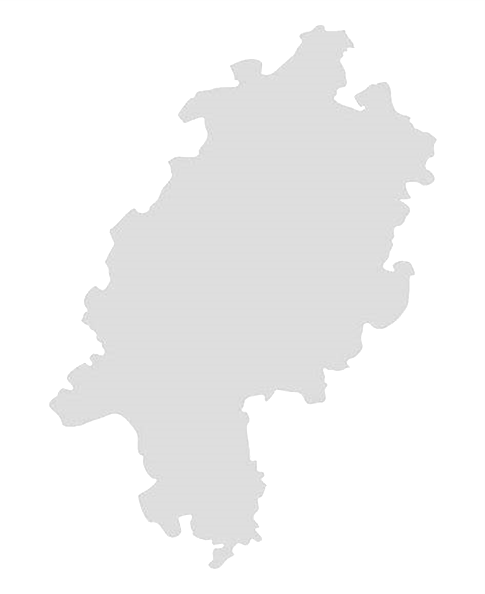 Eine Hessenkarte mit den Standorten der Erstorientierungskurse