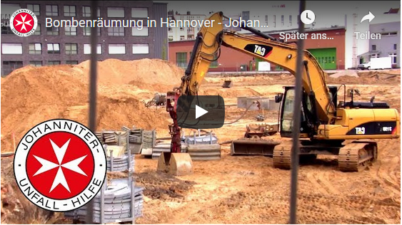 Johanniter im Großeinsatz bei der Bombenräumung in Hannover.