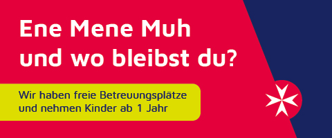 Unter dem Text Ene mene muh befindet ein Hinweis auf freie Betreuungsplätze