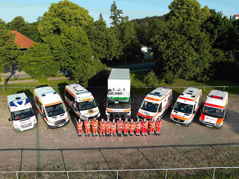 Ehrenamtliche der Johanniter Altusried - aus der Luft aufgenommen
