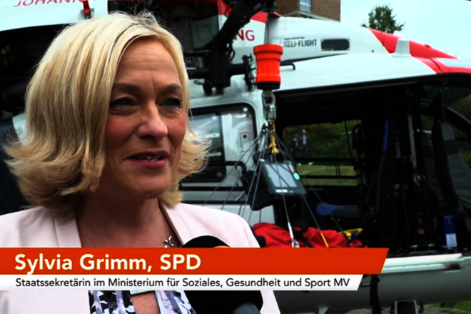 Staatssekretärin Silvia Grimm im Interview zur Johanniter Luftrettung am Klinikum Rostock