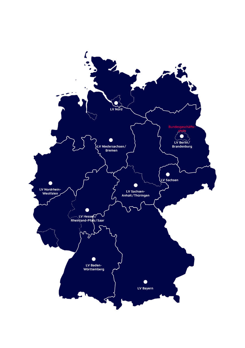 Übersicht der Landesverbände der Johanniter-Unfall-Hilfe e.V. in Deutschland.