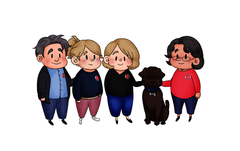 gezeichnetes Gruppenbild vom Hospizdienst-Team