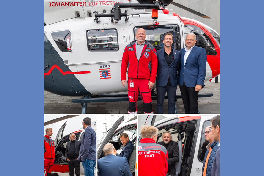 Netzwerkarbeit am und im Hubschrauber.