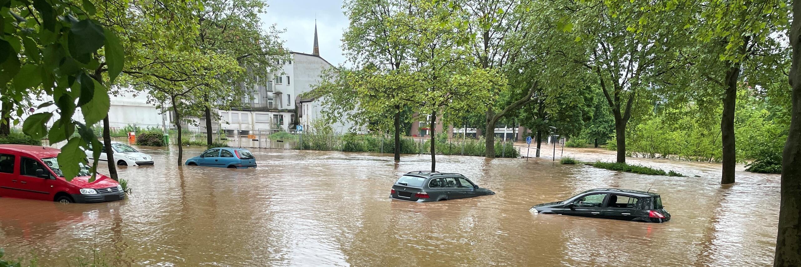 Hochwasser in Neunkirchen. 