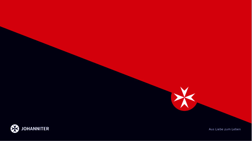 Johanniter Schräge rot-blau mit Logo