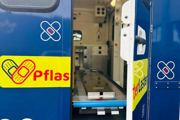 Blick in das Innere des Pflasterlasters Rhein-Main