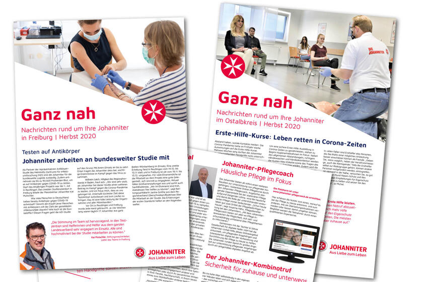Titelblätter der Johanniter-Zeitschrift Ganz nah. 