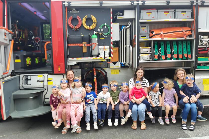 Das Feuerwehrauto hat den Kindern besonders gut gefallen.