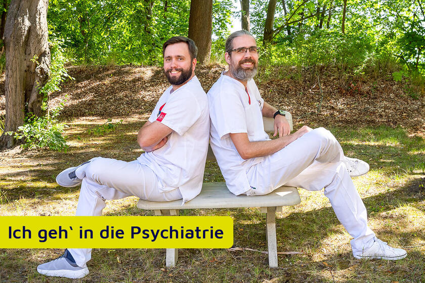 Enrico Scheerer und Bastian Lüderitz im Podcast "Ich geh' in die Psychiatrie"