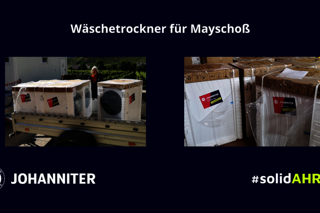 Ausgabe von Wäschtrocknern im Ahrtal Mayschoß