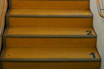 Treppe mit Zahlen auf jeder Stufe 