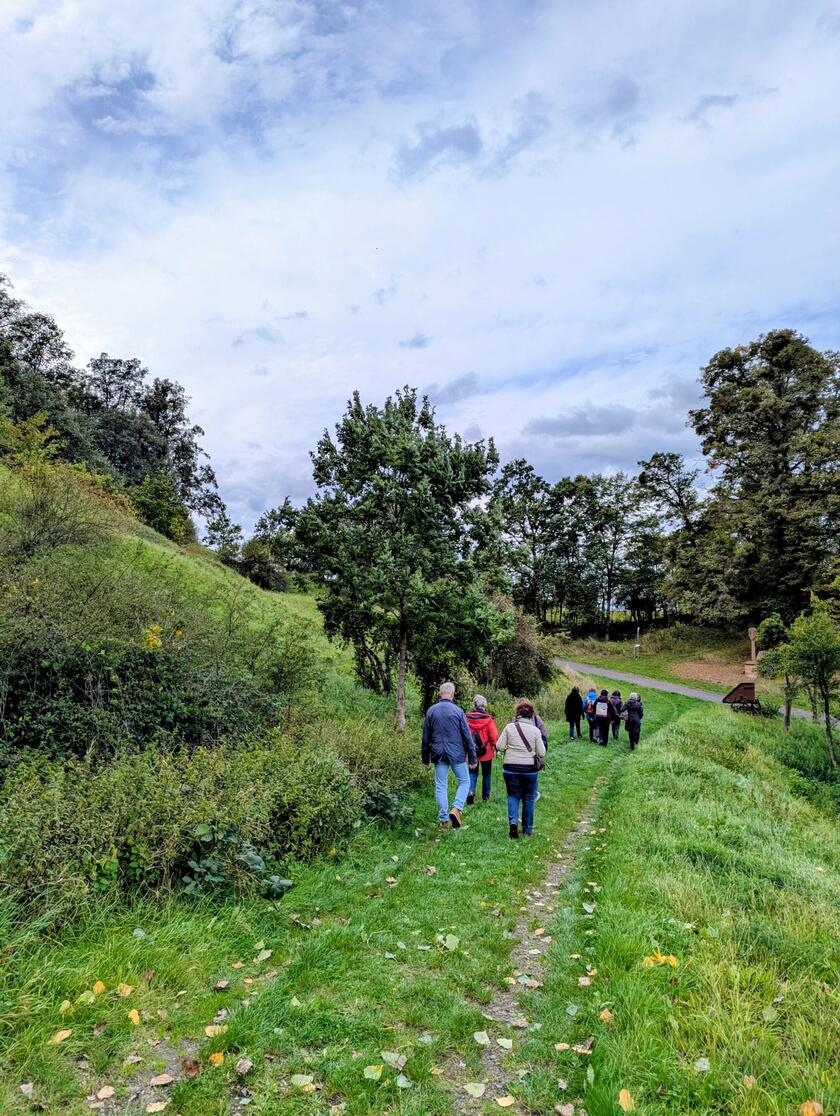 Wandergruppe auf WAnderweg von hinten aufgenommen