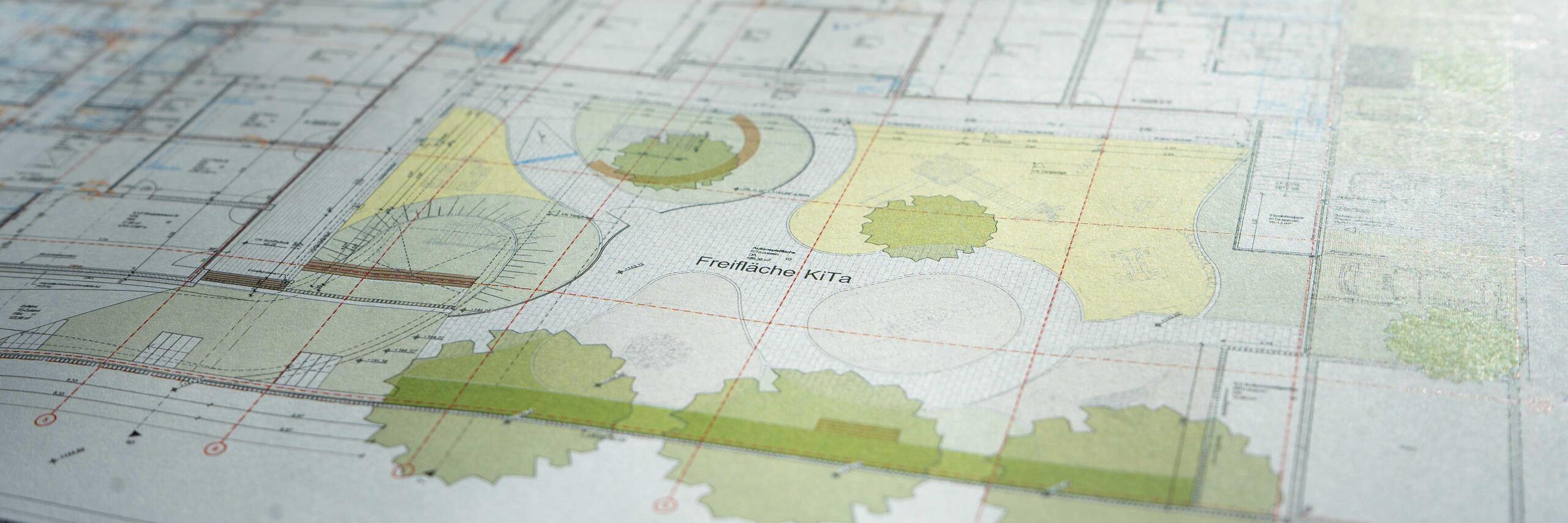 Bauplan der neuen Kita Abenteuerland im Kärntner Viertel Wiesbaden.
