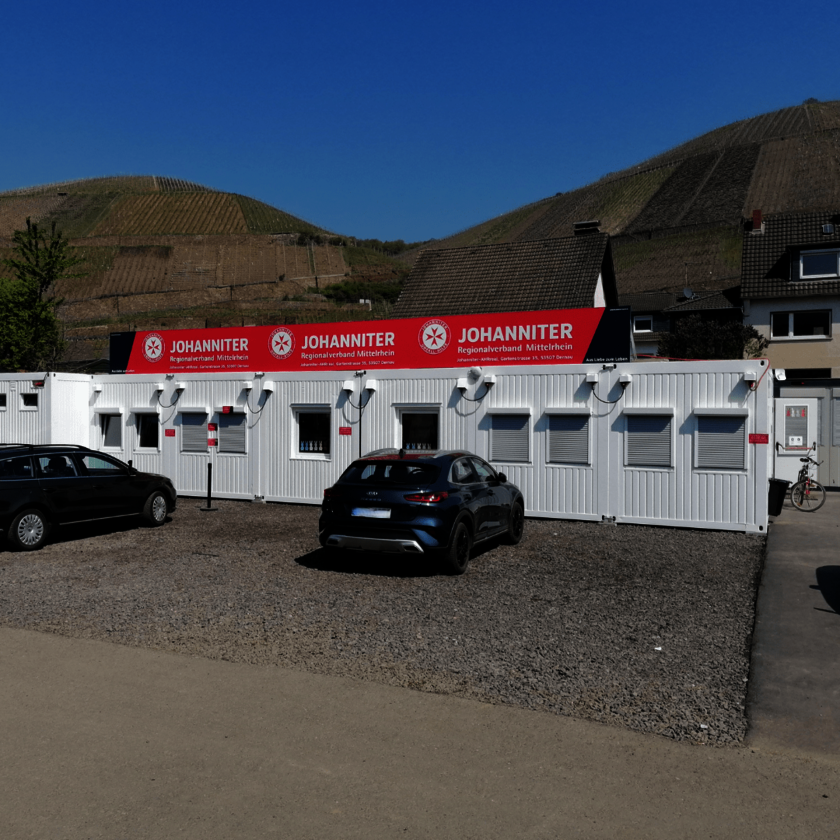 Der Johanniter-Standort Dernau der Johanniter Fluthilfe in der Gartenstraße