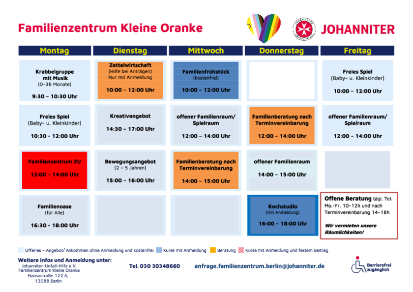 Wochenplan Familienzentrum