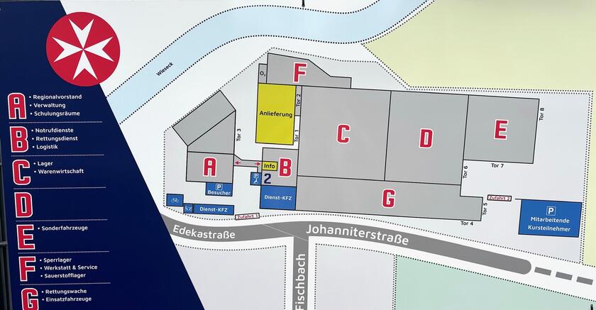 Skizze / Plan Gebäude und Parkplätze der Regionalgeschäftsstelle