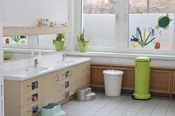 Badezimmer der Kinder der Kita Wirbelwind