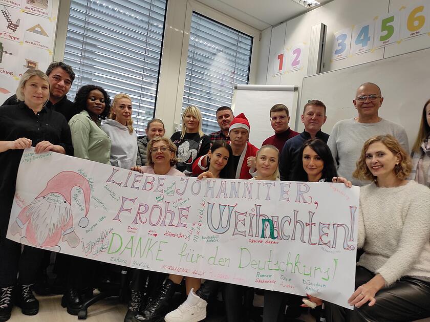 Gruppenbild von Teilnehmern eines Deutschkurses