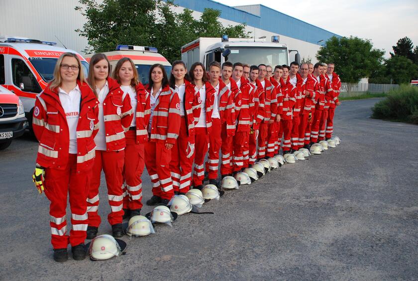 Teamfoto des Ehrenamtes Griesheim, Ehrenamtliche in Rheine gestellt