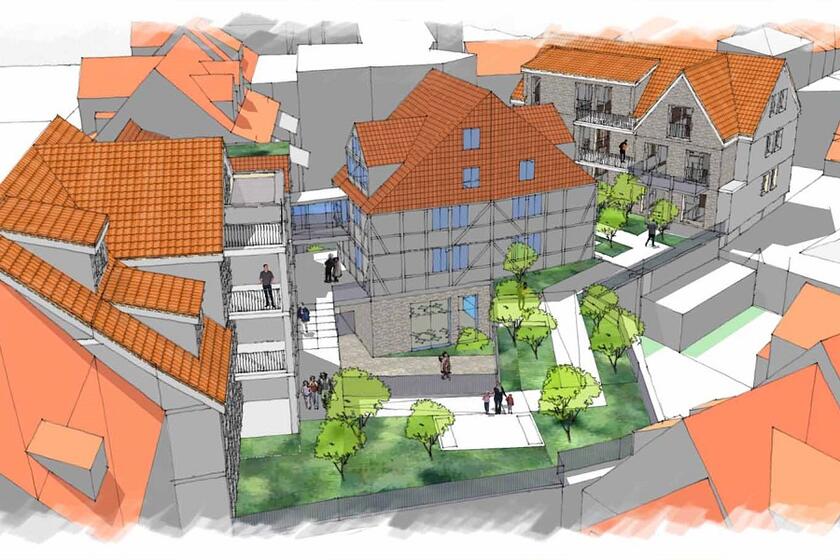 Bunte Skizze der Heckner Höfe