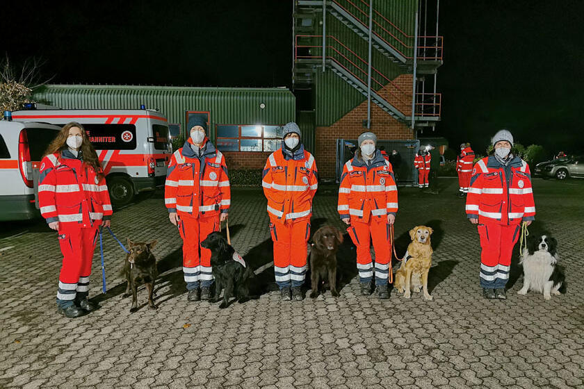 Hundeführerinnen und Hunde aus Südnidersachsen, die die Prüfung bestanden haben.