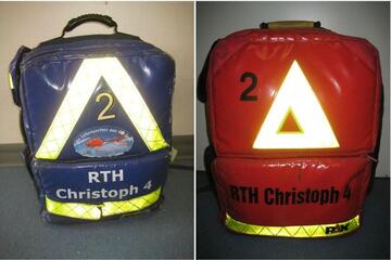 Notfallrucksäcke im Rettungshubschrauber Christoph 4