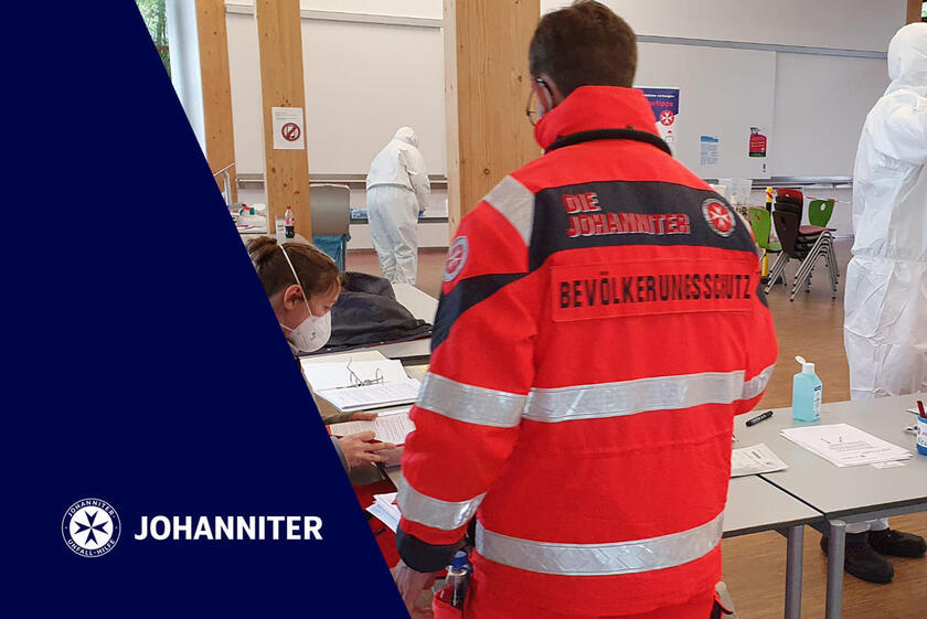 Corona-Teststation im Rahmen einer Bombenevakuierung.