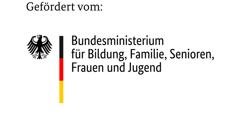 Logo des Bundesministeriums mit Bundesadler und Schriftzug "Bundesministerium für Bildung, Familie, Senioren, Frauen und Jugend" 